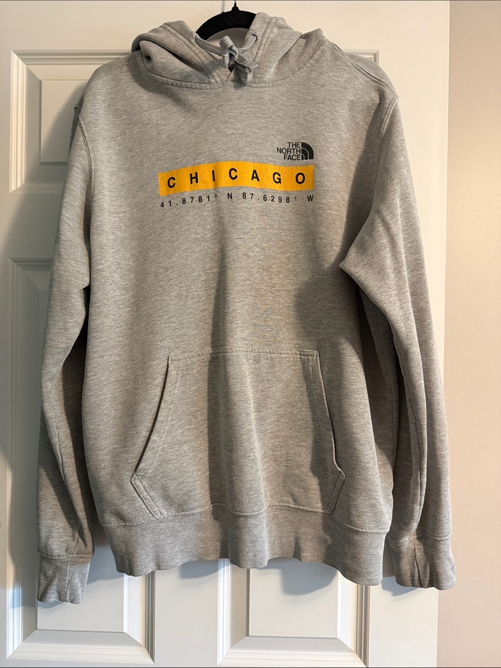 The North Face Gray Hoodie with Yellow Chicago Graphic